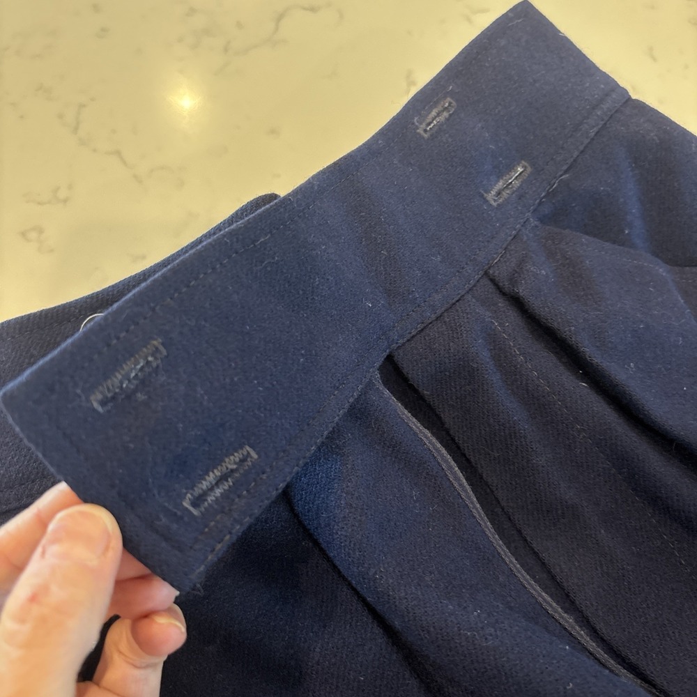 VTG 1960s 70s High Waisted Pleated Lined Wool Pants Women Size 2 26" Waist Navy - Picture 14 of 14
